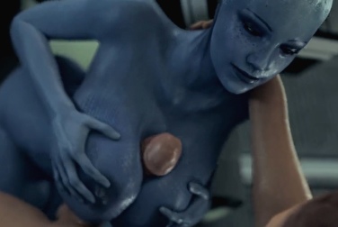 Guy fucks Liara between her huge tits (Mass Effect)