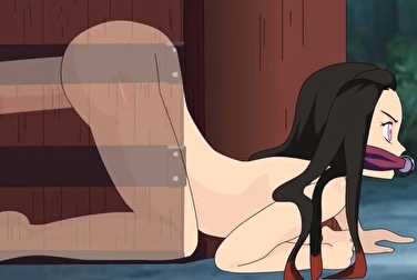 Fucked Nezuko in the woods and didn't have time to pull out - now he's got semen in her